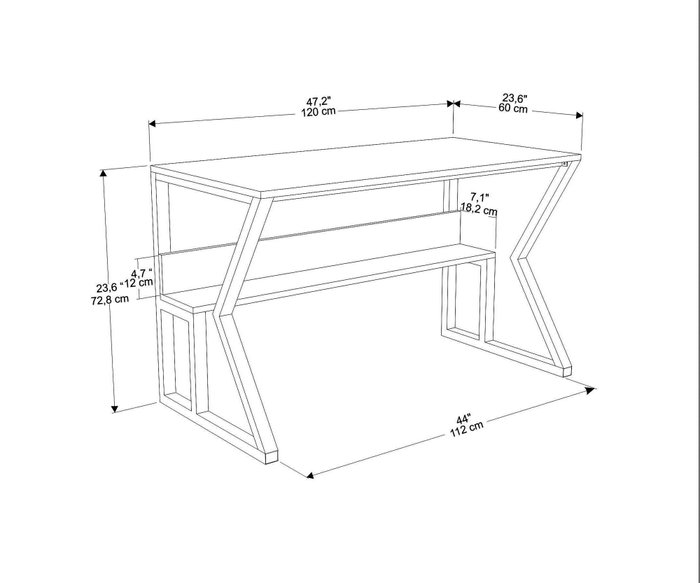 Hanah Home Wake Mesa de Estudio Blanco y Oro
